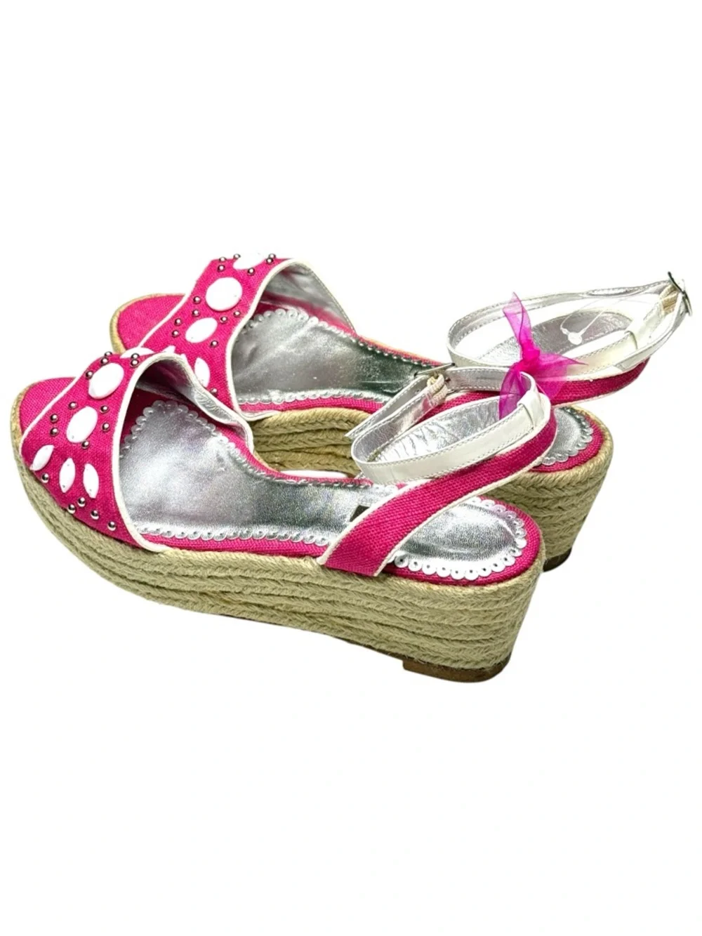 Vintage Y2K: Rafé NY ❤︎︎ Faceted Pearl Embellished Espadrille Sandal ❤︎︎ Pink 9M